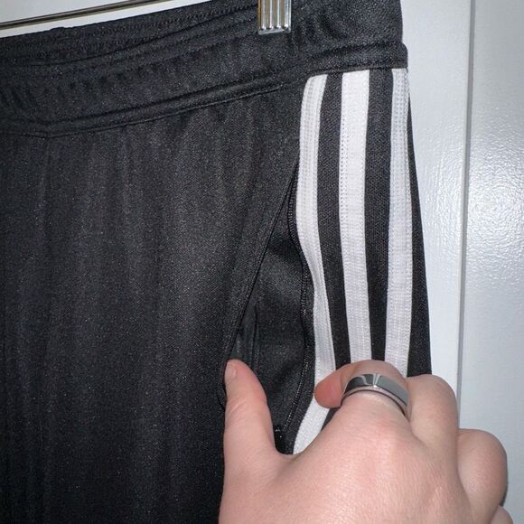 Adidas Women’s Black White Stripe Jogger Track Pants Large EUC - Picture 4 of 13
